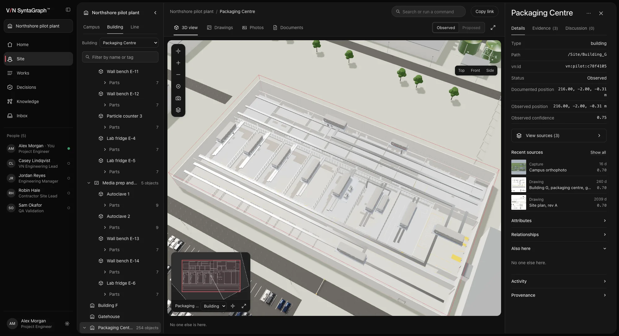 SyntaGraph™ Site view of the Packaging Centre building in 3D